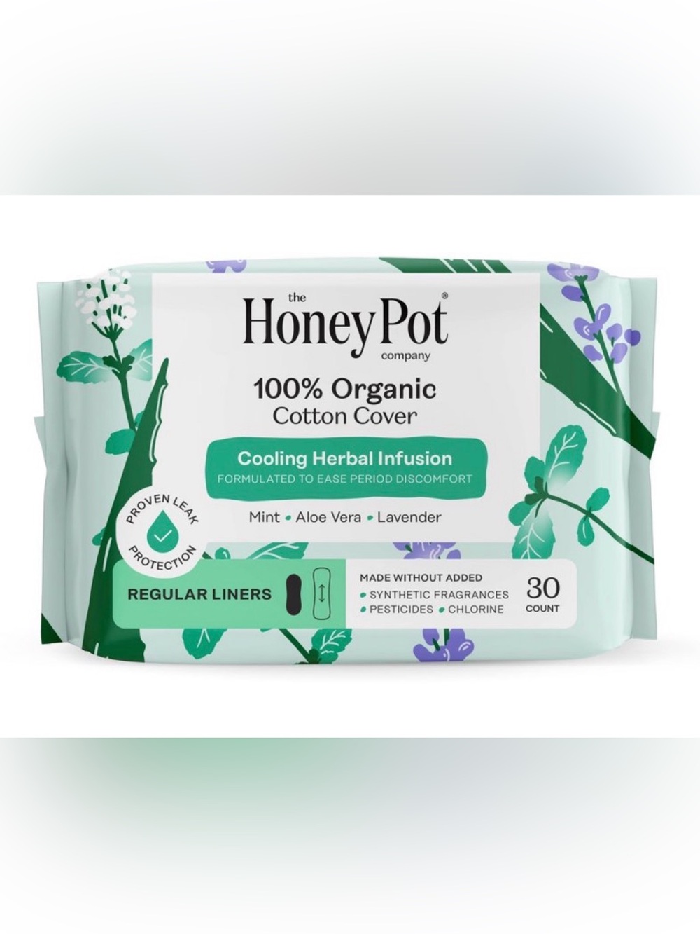 The Honey Pot Cooling Herbal Infusion Regular Liners - Mint Aloe Lavender